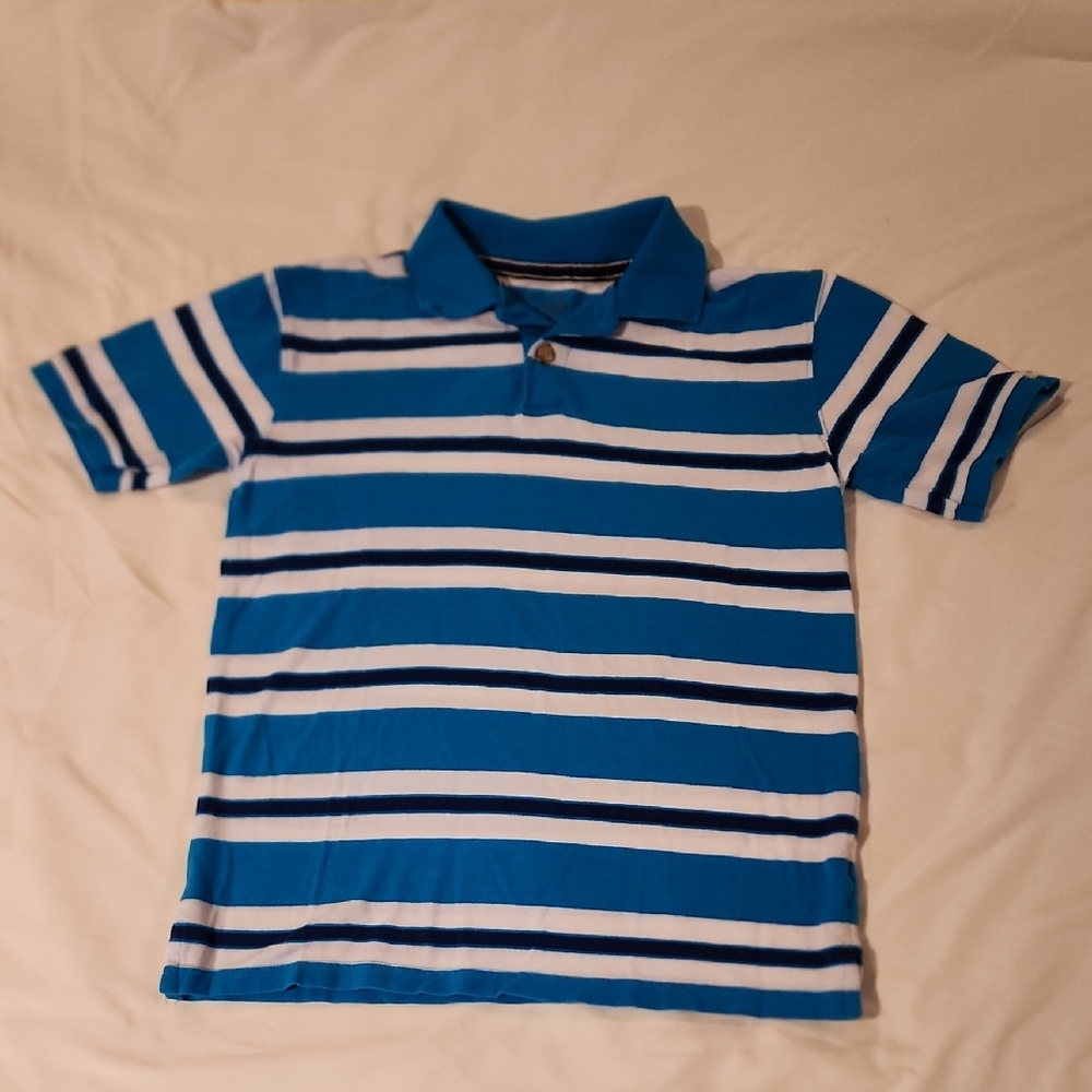 The Children's Place Blue and White Striped Polo Shirt. Size Large 10/12